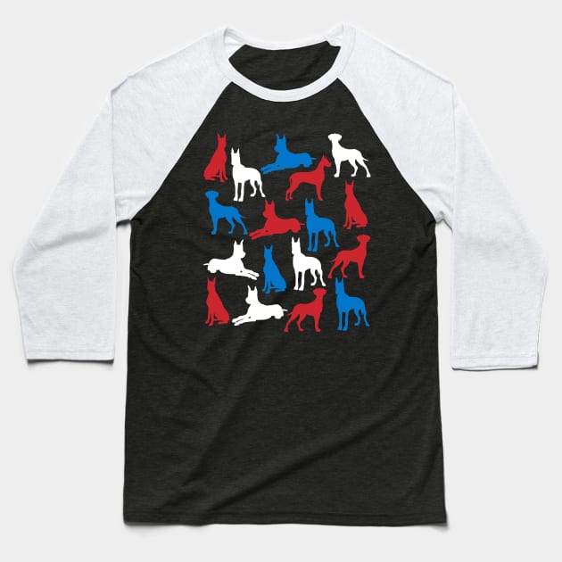 Patriotic Great Danes Dog America Flag 4Th Of July Baseball T-Shirt by klausgaiser